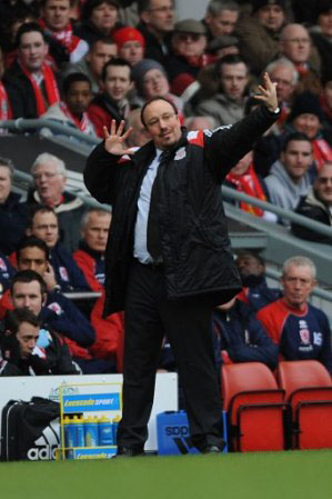 Liverpool's manager Rafael Benitez on the touchline (Photo: Empics)